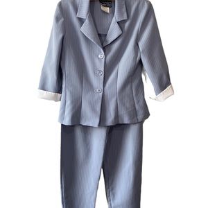 Vintage 3 Piece Suits Us Pinstripe Suit Blazer Pencil Skirt & Pants Women’s 5/6